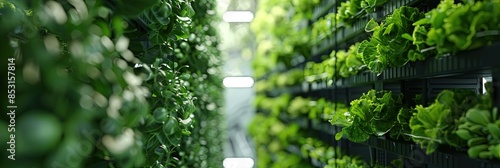 Vertical farming and hydroponics/aeroponics concept for home gardening in a small efficient space - green vegetation with healthy fresh plants. 