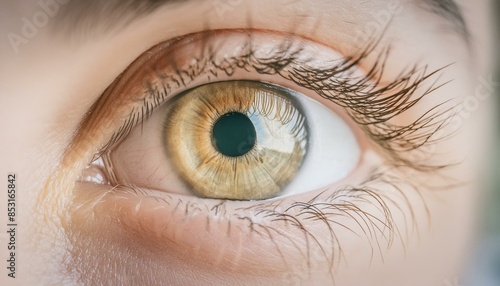 close up of a hazel human female left eyeball