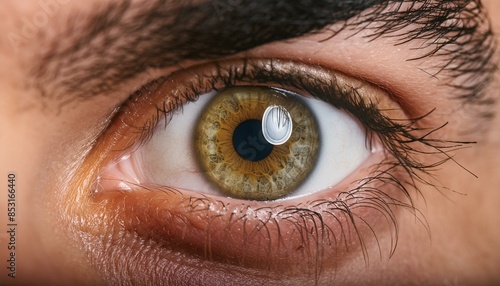 close up of a hazel human male left eyeball