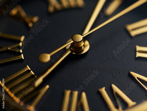 Close-Up of Gold Clock Hands on Black Background