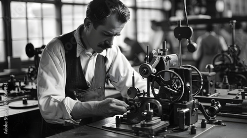 1900s Factory Worker in Vintage Workwear 