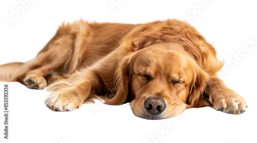 Sleeping dog, dog is sleeping on white background