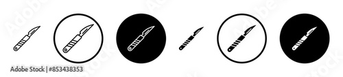 Scalpel black filled and outlined icon set