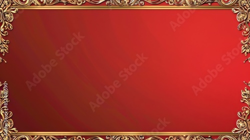 Golden ornate border with intricate patterns on a deep red background, perfect for luxurious and elegant designs