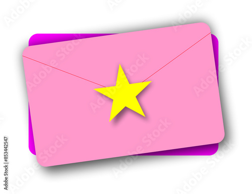 pink invitation card with yellow stars