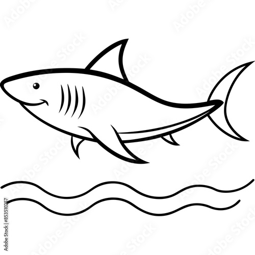 Shark fish line art vector.