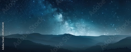 Breathtaking night sky over silhouetted mountains with thousands of stars and the Milky Way galaxy visible, creating a serene and majestic scene.