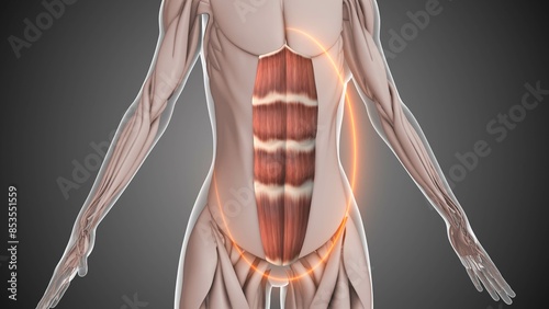Rectus abdominis muscle anatomy concept
