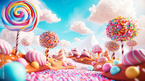 Fantasy surreal candy and sweets landscape