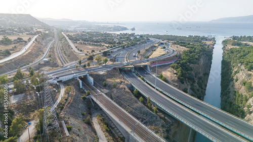 Beautiful and amazing Corinth Canal from sky by Drone