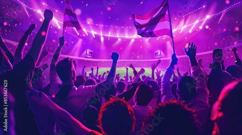 Euphoric Fans Cheer in Stadium, Victory Celebration