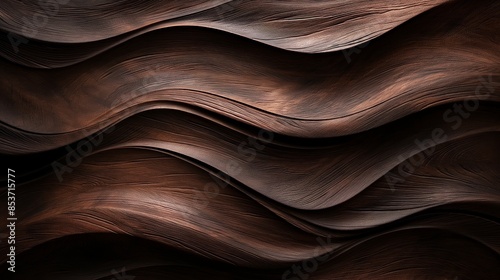 Waves of rich, dark wood undulate rhythmically, creating a mesmerizing texture that evokes a sense of organic elegance