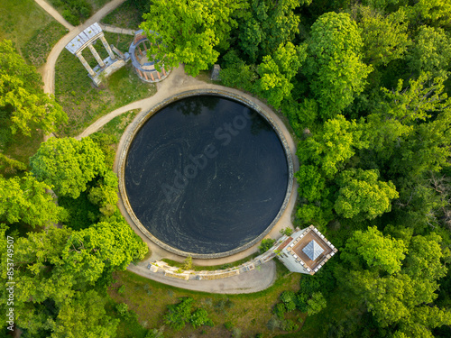 Potsdam, Germany - May 11, 2024: Aerial View of the Ruins of the so-called Ruinenberg established 1748 