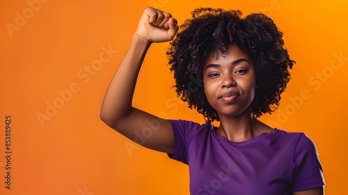 Empowered African American Woman Raising Fist in Protest for Social Justice