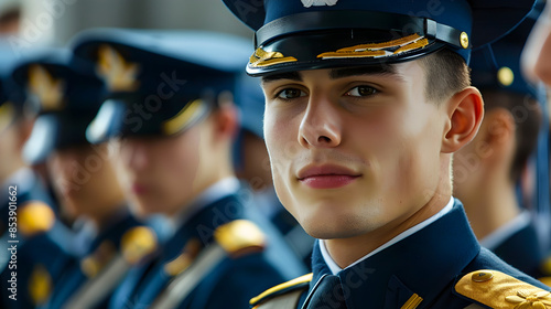 Military academy cadets in uniform during a graduation ceremony.