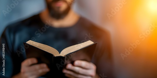 Religious figure reading holy book. Concept Spiritual Content, Holy Scriptures, Religious Figure, Reverence, Faith Reading
