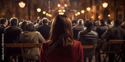 Curious voters await election results with big question mark in background. Concept Election Results, Voter Curiosity, Question Marks, Political Outcome, Breaking News