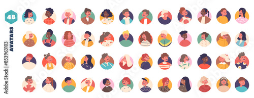 Children In Tears Avatars Collection Showcasing Different Facial Expressions And Emotional States, Vector Illustration