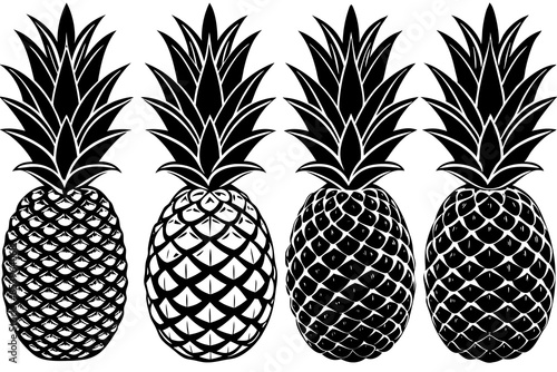 pineapple fruit line art vector illustration