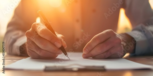 Signing a Contract Symbolizing Business Agreement and Legal Commitment. Concept Business Agreement, Contract Signing, Legal Commitment, Professional Relationship