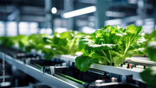 an indoor farm complex with rows of greenery grown under artificial light.