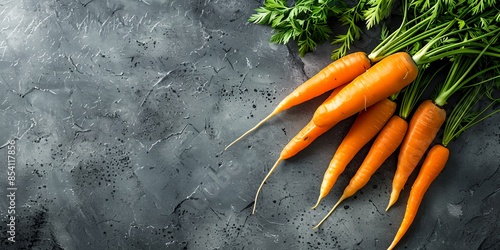 a group of carrots laying on a table next to each other with a gray background
