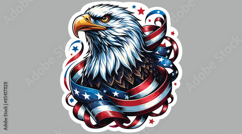 Eagle The national symbol of the USA, With America Flag Color. The national symbol of the United States of America. American flag painted bald eagle.