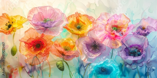 Rhythmic vintage tulips flowers painting transforms into rustic wallpaper for mother's day