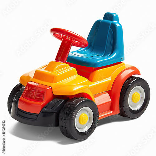 Little Tikes plastic toy lawn mower angled view | Isolated on Transparent & White Background | PNG File with Transparency