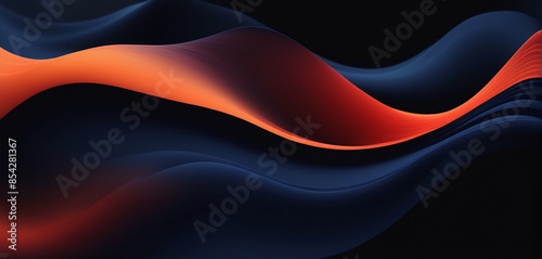  Grainy noisy poster background, dark blue orange red color wave black backdrop abstract header banner design 