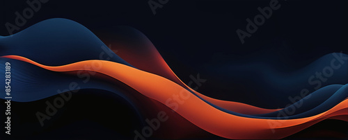  Grainy noisy poster background, dark blue orange red color wave black backdrop abstract header banner design 