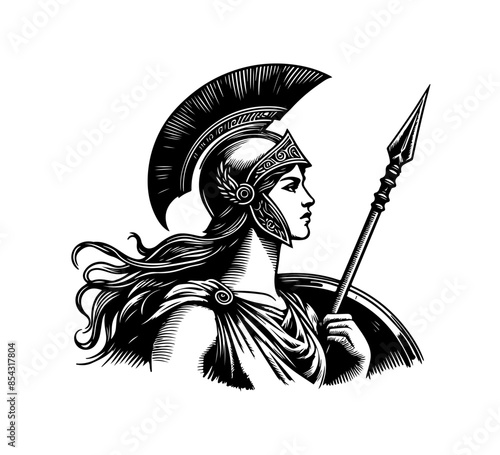 Athena hand drawn illustration vector
