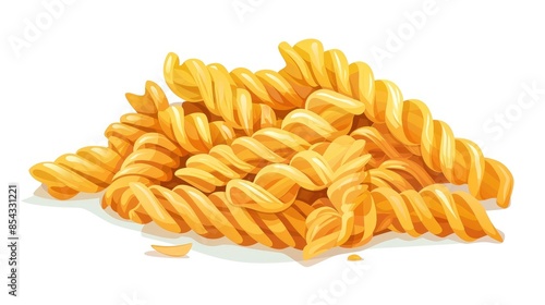 Fusilli pasta an iconic symbol of Italian cuisine depicted in a vibrant cartoon illustration on a crisp white background
