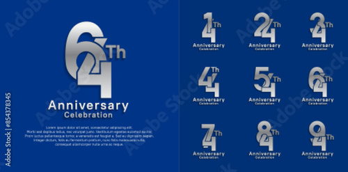anniversary logotype vector design with silver color for celebration moment