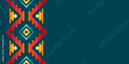 Native american heritage month background. Vector banner, poster, card, greeting content for social media Native american heritage month, november. Green background with native ornament border.