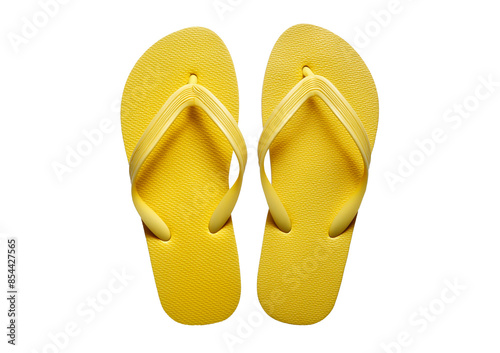 Yellow flip flop sandals isolated on white