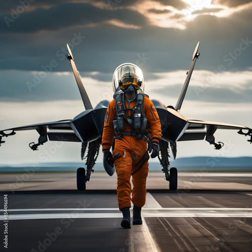 Dusk Patrol: Solo Fighter Pilot Readying for Mission