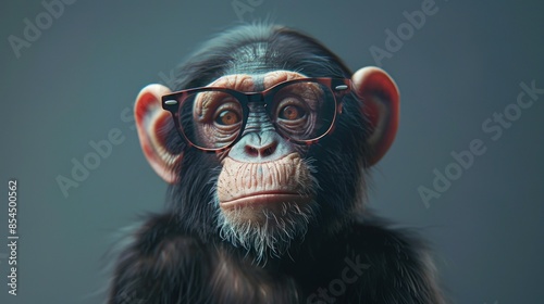 Cute stylist Monkeys ape fashion model wear a glasses