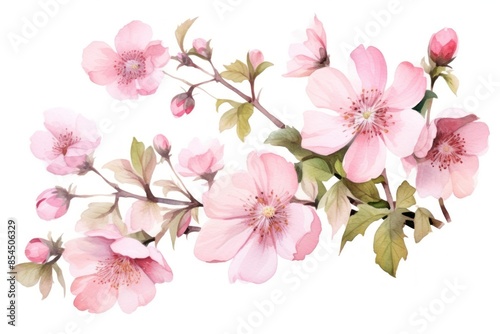 Illustration of pink flowers blossom plant cherry blossom.