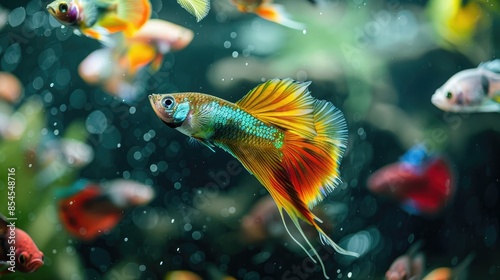 Colorful Guppy Fish in a Tropical Fish Tank