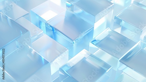 Abstract crystal background in blue colors with refracting of light and highlights on the facets