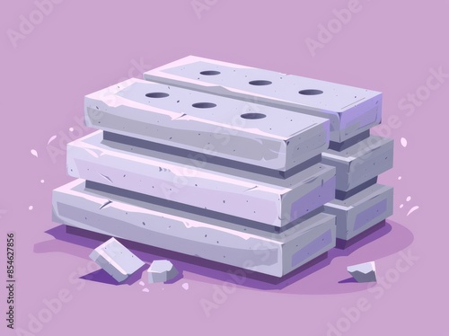 A modern illustration of concrete blocks on an isolated background.