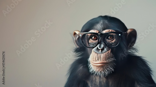 Cute stylist Monkeys ape fashion model wear a glasses