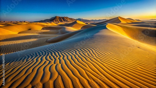 Breathtaking sand dune patterns in matruh governorate, libyan desert, sahara desert, egypt, africa, showcasing undulating waves of golden sand, infinite beauty, and grandeur.