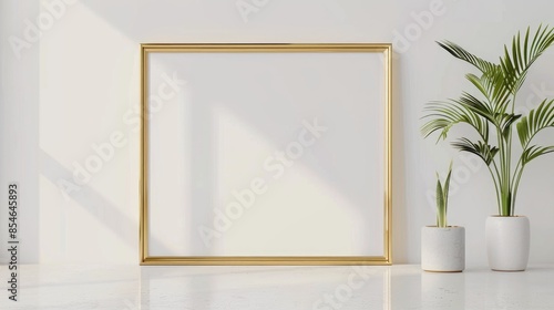 Gold frame on white backdrop