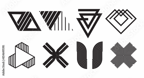 Basic shape for design element, vector set. Editable icon for graphic design. Black and white flat icon.