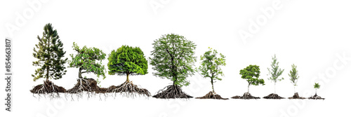 tree growth cycle illustration with Transparent Background,