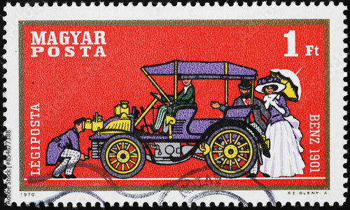 Benz of 1901 on hungarian postage stamp