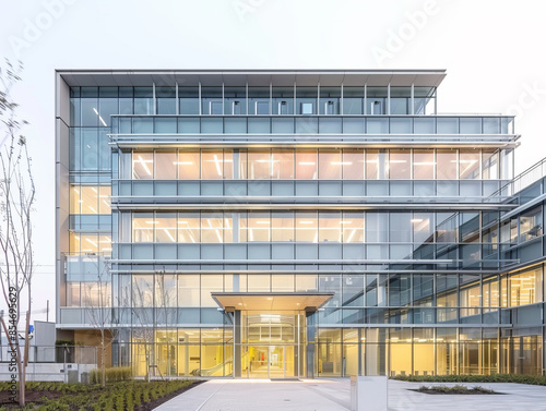 Glass curtain wall building exterior