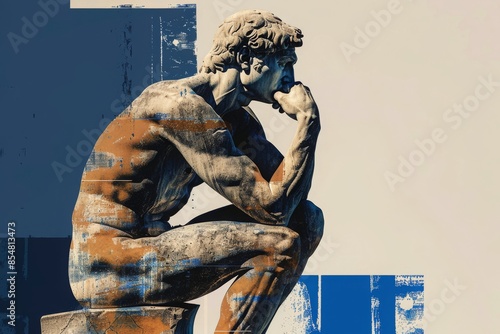 The Thinker Sculpture - Philosophy and Profound Thought, Generative AI